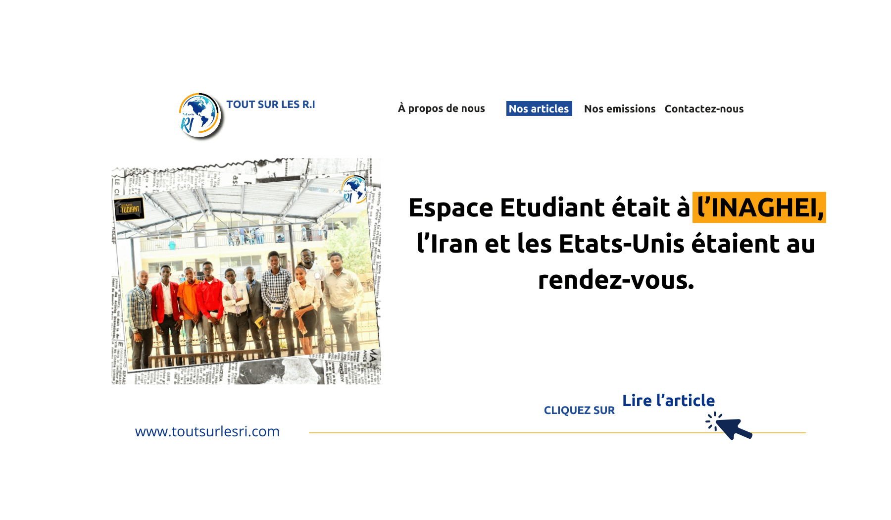 Tout sur les R.I Espace Etudiant était à l’INAGHEI, l’Iran et les Etats-Unis étaient au rendez-vous.