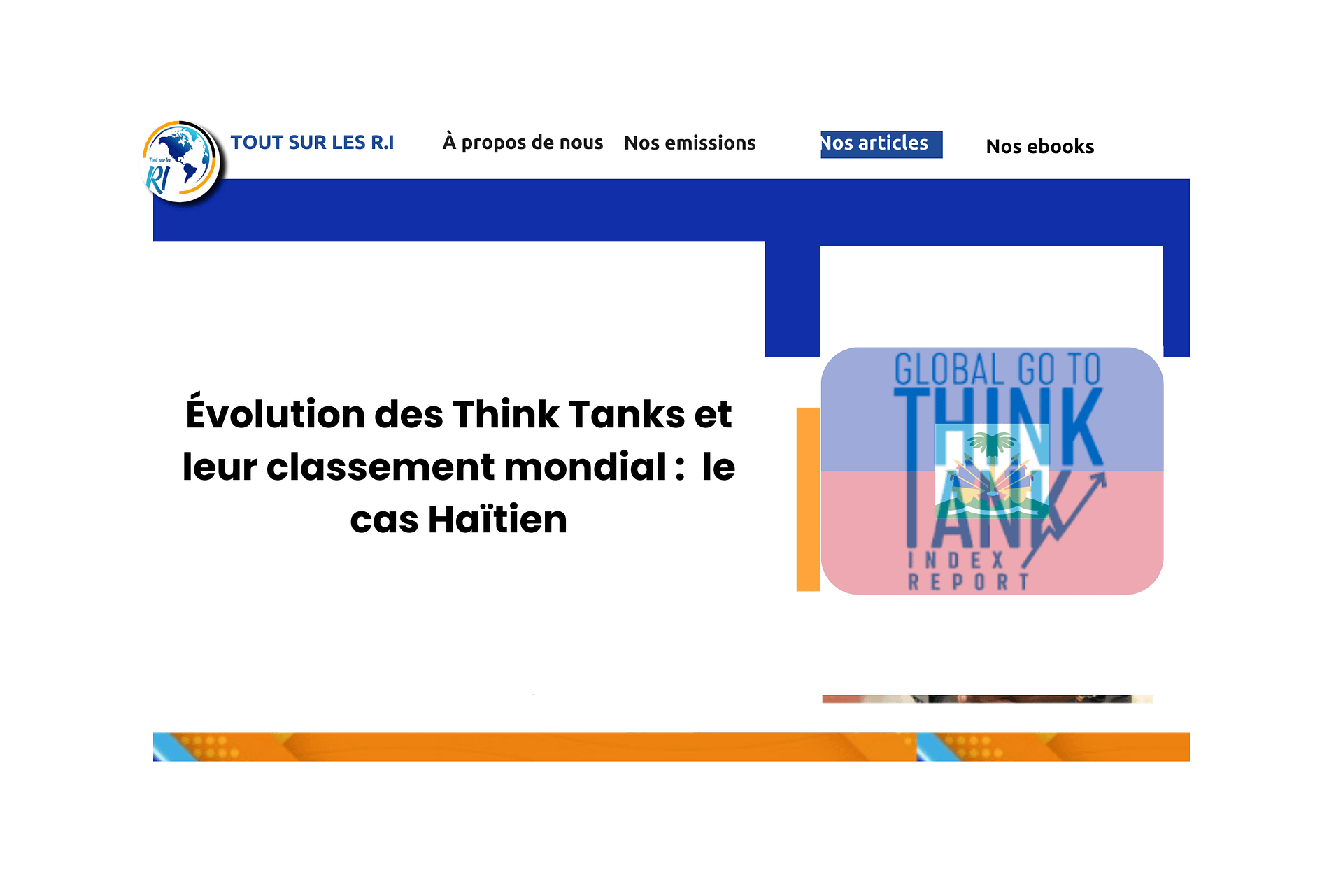 Évolution des Think Tanks et leur classement mondial :  le cas Haïtien